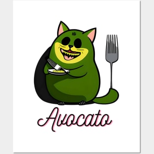 Crazzy Avocato Cat Avocado Vegan And Cat Lover Kitten Posters and Art